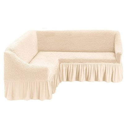 Husa Elastica si Creponata Canapea Coltar, Cu volan culoare Alb Unt | husa-elastica-si-creponata-canapea-coltar-cu-volan-culoare-alb-unt | Huse | seredesign.ro