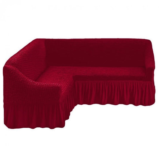 Husa Elastica si Creponata Canapea Coltar, Cu volan culoare Bordo | husa-elastica-si-creponata-canapea-coltar-cu-volan-culoare-bordo | Huse | seredesign.ro
