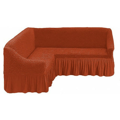 Husa Elastica si Creponata Canapea Coltar, Cu volan culoare Caramiziu | husa-elastica-si-creponata-canapea-coltar-cu-volan-culoare-caramiziu | Huse | seredesign.ro