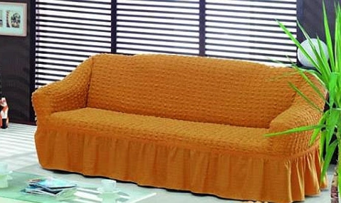 Husa Elastica si Creponata, Canapea 2 Locuri, cu volan Culoare Mustar Inchis | husa-elastica-si-creponata-canapea-2-locuri-cu-volan-culoare-mustar-inchis | Huse | seredesign.ro