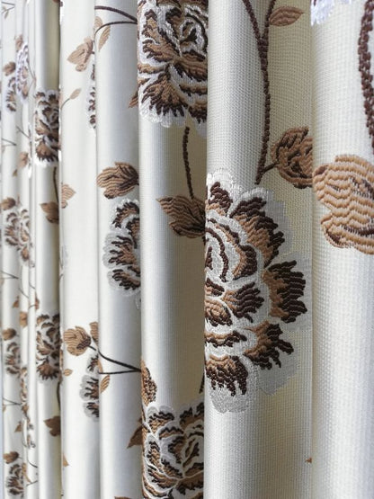 Draperie Tafta Bej Auriu model floral, cu rejansa by Seredesign | draperie-tafta-bej-auriu-model-floral-cu-rejansa-by-seredesign | Draperii | seredesign.ro