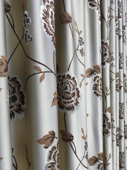 Draperie Tafta Bej Auriu model floral, cu rejansa by Seredesign | draperie-tafta-bej-auriu-model-floral-cu-rejansa-by-seredesign | Draperii | seredesign.ro