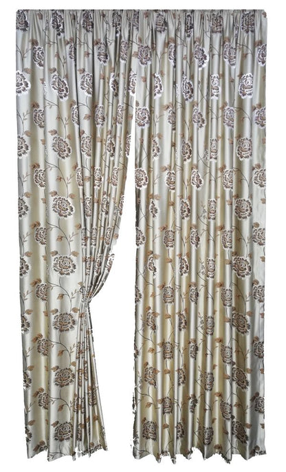 Draperie Tafta Bej Auriu model floral, cu rejansa by Seredesign | draperie-tafta-bej-auriu-model-floral-cu-rejansa-by-seredesign | Draperii | seredesign.ro
