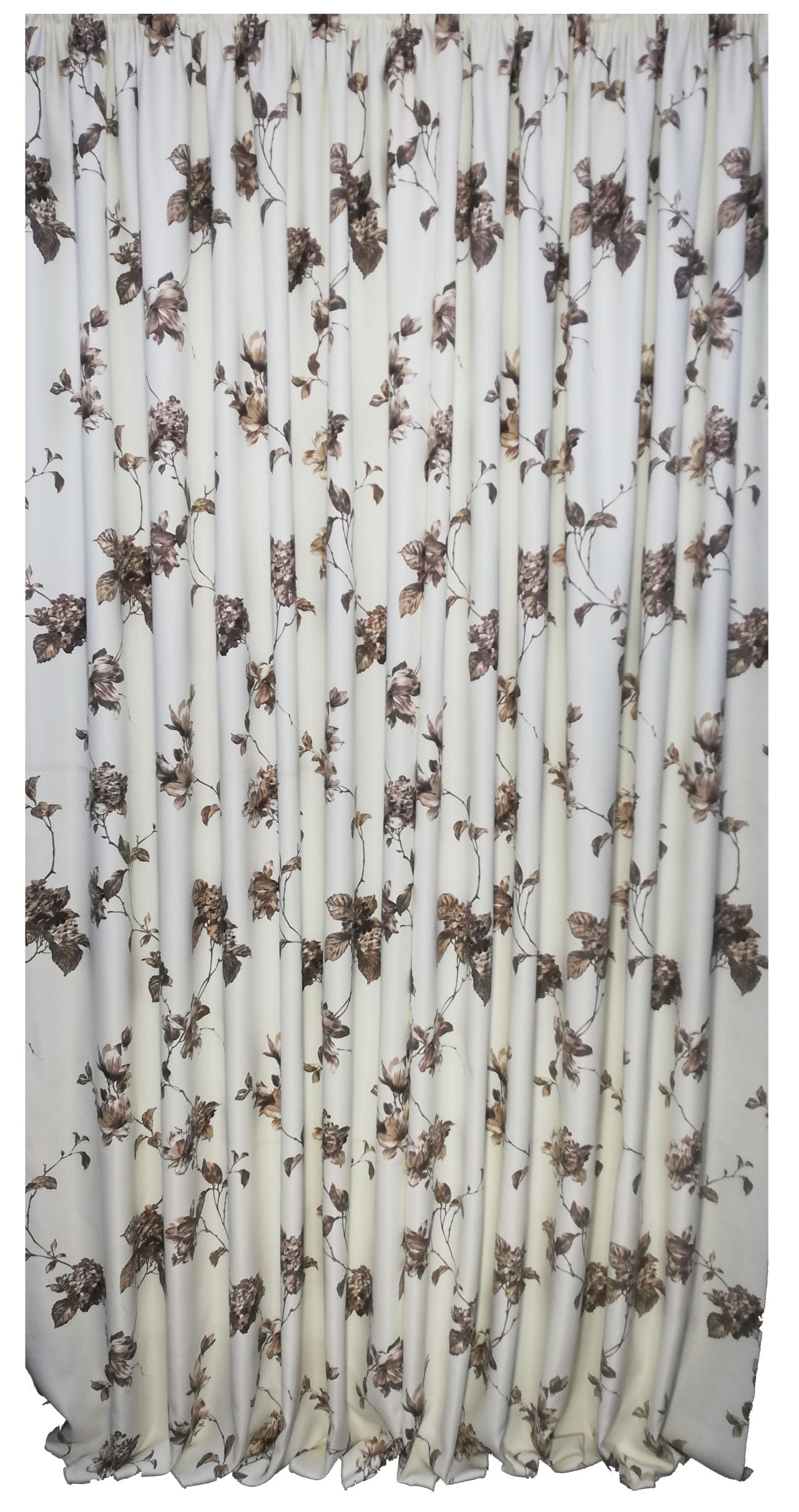 Draperie culoare alb cu model floral maro inchis, croita cu rejansa, by Seredesign | draperie-culoare-alb-cu-model-floral-maro-inchis-croita-cu-rejansa-by-seredesign | Draperii | seredesign.ro