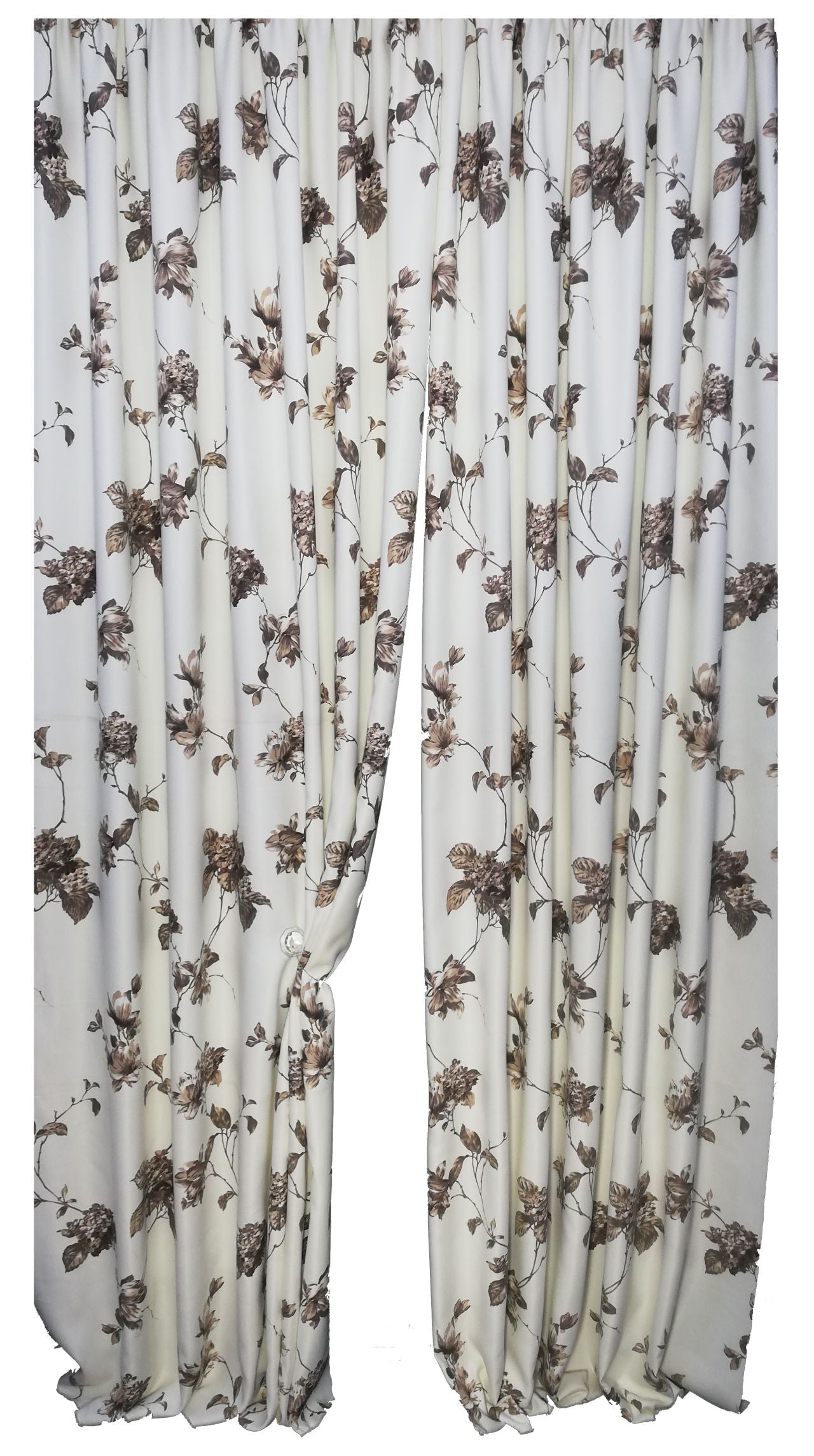 Draperie culoare alb cu model floral maro inchis, croita cu rejansa, by Seredesign | draperie-culoare-alb-cu-model-floral-maro-inchis-croita-cu-rejansa-by-seredesign | Draperii | seredesign.ro