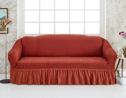 Husa Elastica si Creponata, Canapea 3 Locuri, cu volan Culoare Caramiziu | husa-elastica-si-creponata-canapea-3-locuri-cu-volan-culoare-caramiziu | Huse | seredesign.ro