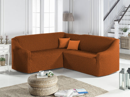 Husa Elastica si Creponata Canapea Coltar, Fara volan culoare Mustar Inchis | husa-elastica-si-creponata-canapea-coltar-fara-volan-culoare-mustar-inchis | Huse | seredesign.ro