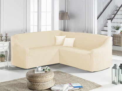 Husa Elastica si Creponata Canapea Coltar, Fara volan culoare Alb Unt | husa-elastica-si-creponata-canapea-coltar-fara-volan-culoare-alb-unt | Huse | seredesign.ro