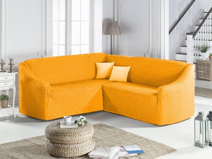 Husa Elastica si Creponata Canapea Coltar, Fara volan culoare Mustar Deschis | husa-elastica-si-creponata-canapea-coltar-fara-volan-culoare-mustar-deschis | Huse | seredesign.ro