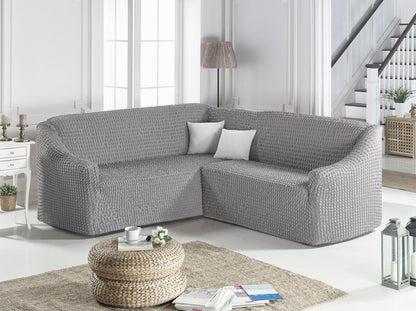 Husa Elastica si Creponata Canapea Coltar, Fara volan culoare Gri | husa-elastica-si-creponata-canapea-coltar-fara-volan-culoare-gri | Huse | seredesign.ro