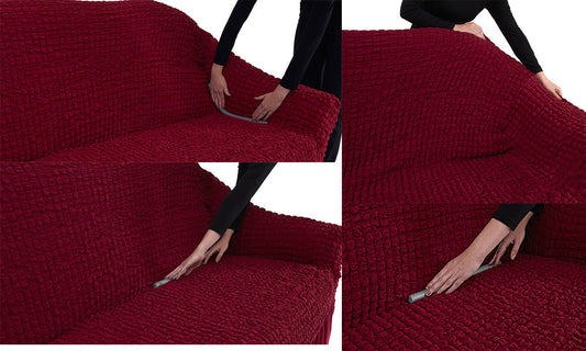 Set Huse Elastice si Creponate, Canapea 3 Locuri si 2 Fotolii, cu volan culoare Bordo | set-huse-elastice-si-creponate-canapea-3-locuri-si-2-fotolii-cu-volan-culoare-bordo | Huse | seredesign.ro
