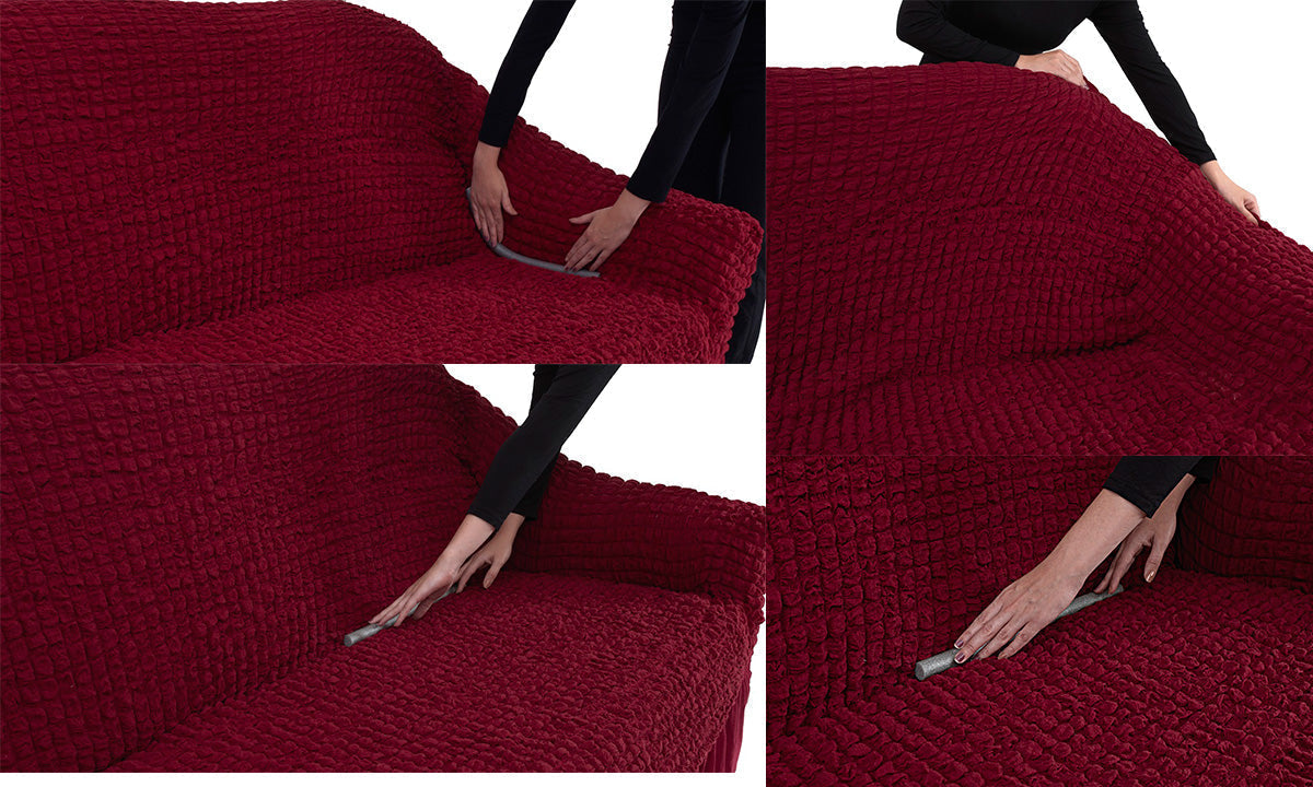 Husa Elastica si Creponata Canapea Coltar, Cu volan culoare Crem Natural | husa-elastica-si-creponata-canapea-coltar-cu-volan-culoare-crem-natural | Huse | seredesign.ro