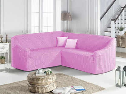 Husa Elastica si Creponata Canapea Coltar, Fara volan culoare Roz | husa-elastica-si-creponata-canapea-coltar-fara-volan-culoare-roz | Huse | seredesign.ro