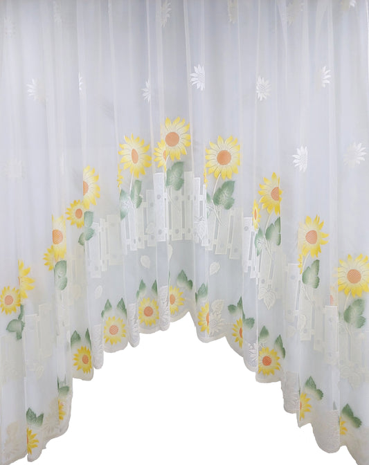 Perdea Tull Arcada Floarea Soarelui, croita cu rejansa pentru sina sau galerie, L=3m x H=1,8m by SeReDesign