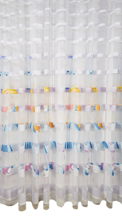 Perdea tulle Printese Ponei Dungi, fir cu plumb, croita cu rejansa pentru sina sau galerie, by SereDesign