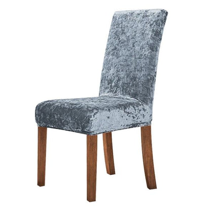 Set 6 Huse Catifelate pentru Scaune culoare Gri