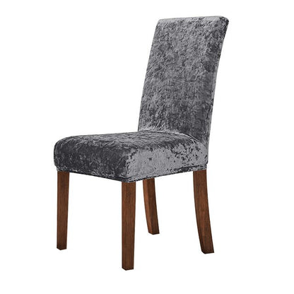 Set 6 Huse Catifelate pentru Scaune culoare Gri Inchis