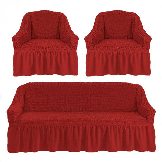 Set Huse Elastice si Creponate, Canapea 3 Locuri si 2 Fotolii, cu volan culoare Caramiziu | set-huse-elastice-si-creponate-canapea-3-locuri-si-2-fotolii-cu-volan-culoare-caramiziu | Huse | seredesign.ro