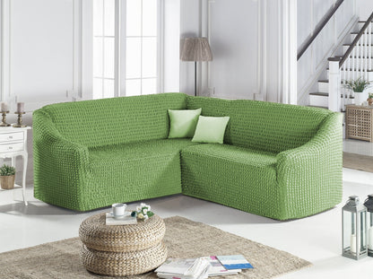 Husa Elastica si Creponata Canapea Coltar, Fara volan culoare Verde | husa-elastica-si-creponata-canapea-coltar-fara-volan-culoare-verde | Huse | seredesign.ro